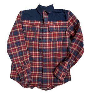 American Eagle Button Up Shirt Mens Medium Long Sleeve Red Plaid Heavyweight